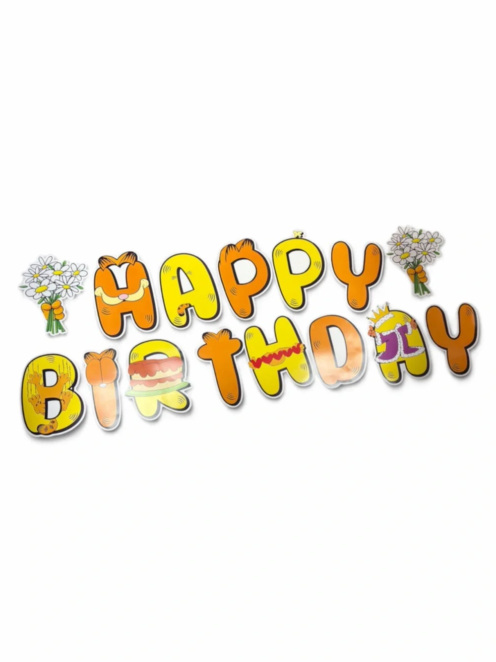 Fall Party Garfield Kit with Orange Letter Banners and Yellow & Green Balloon